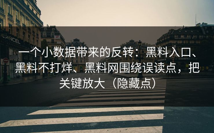 一个小数据带来的反转：黑料入口、黑料不打烊、黑料网围绕误读点，把关键放大（隐藏点）