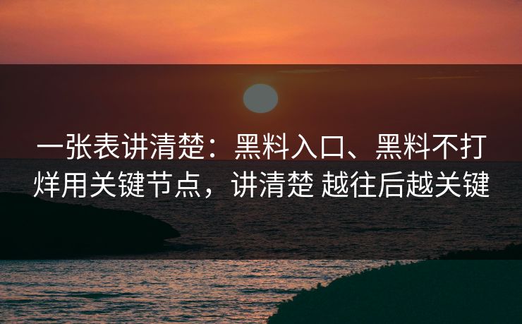 一张表讲清楚：黑料入口、黑料不打烊用关键节点，讲清楚 越往后越关键