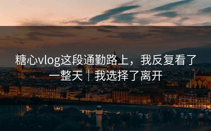 糖心vlog这段通勤路上，我反复看了一整天｜我选择了离开