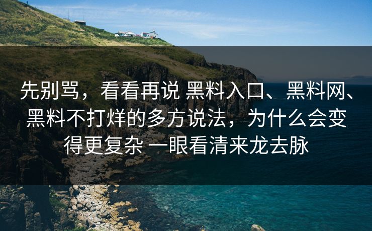 先别骂，看看再说 黑料入口、黑料网、黑料不打烊的多方说法，为什么会变得更复杂 一眼看清来龙去脉