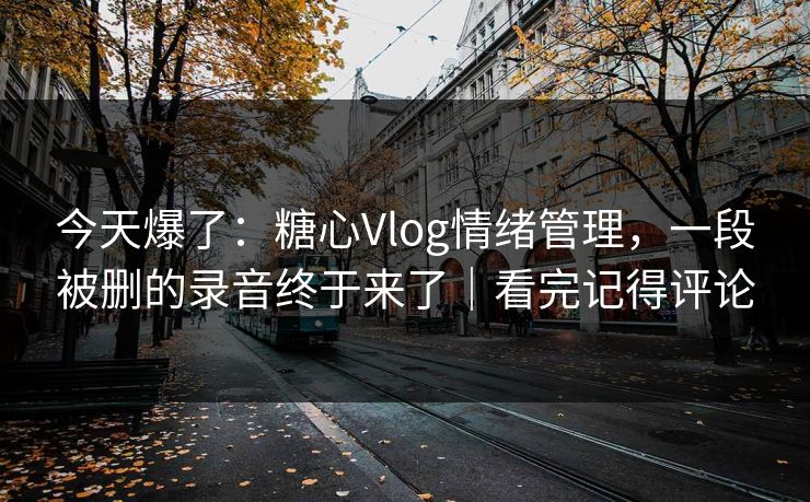 今天爆了：糖心Vlog情绪管理，一段被删的录音终于来了｜看完记得评论