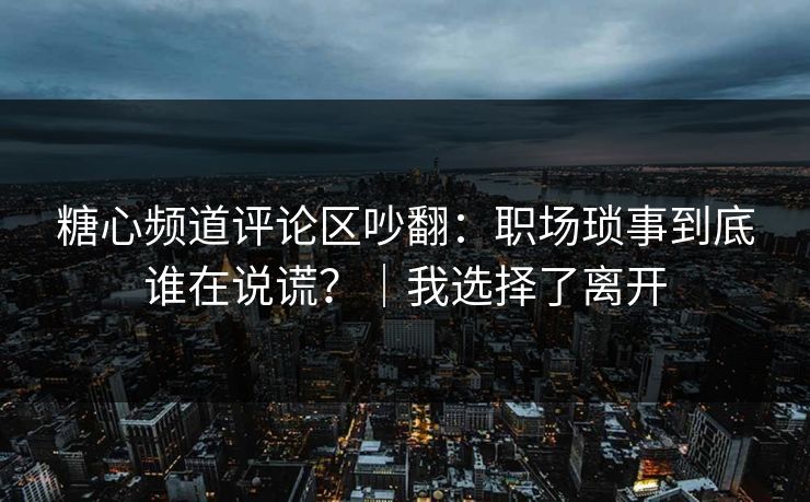 糖心频道评论区吵翻：职场琐事到底谁在说谎？｜我选择了离开
