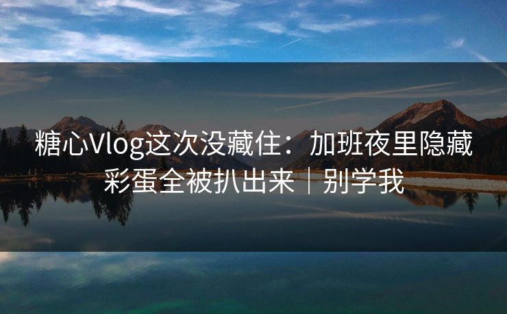 糖心Vlog这次没藏住：加班夜里隐藏彩蛋全被扒出来｜别学我