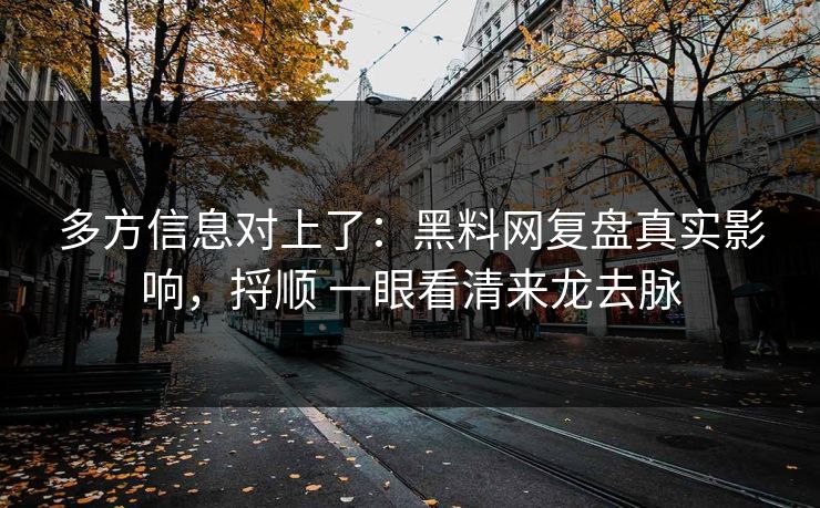 多方信息对上了：黑料网复盘真实影响，捋顺 一眼看清来龙去脉