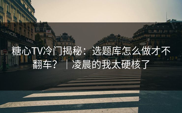 糖心TV冷门揭秘：选题库怎么做才不翻车？｜凌晨的我太硬核了
