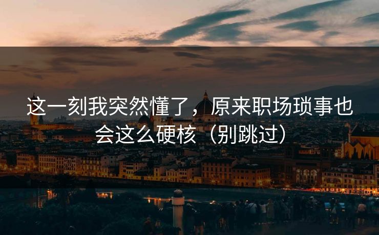 这一刻我突然懂了，原来职场琐事也会这么硬核（别跳过）