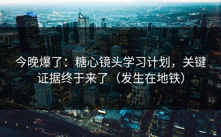 今晚爆了：糖心镜头学习计划，关键证据终于来了（发生在地铁）