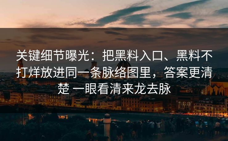 关键细节曝光：把黑料入口、黑料不打烊放进同一条脉络图里，答案更清楚 一眼看清来龙去脉