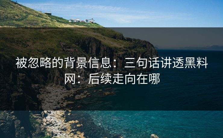 被忽略的背景信息：三句话讲透黑料网：后续走向在哪