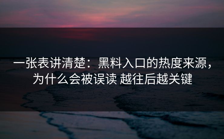 一张表讲清楚：黑料入口的热度来源，为什么会被误读 越往后越关键
