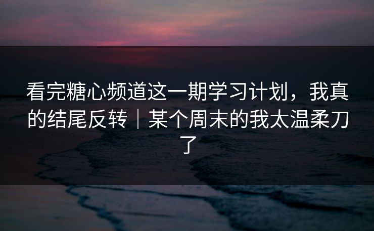 看完糖心频道这一期学习计划，我真的结尾反转｜某个周末的我太温柔刀了